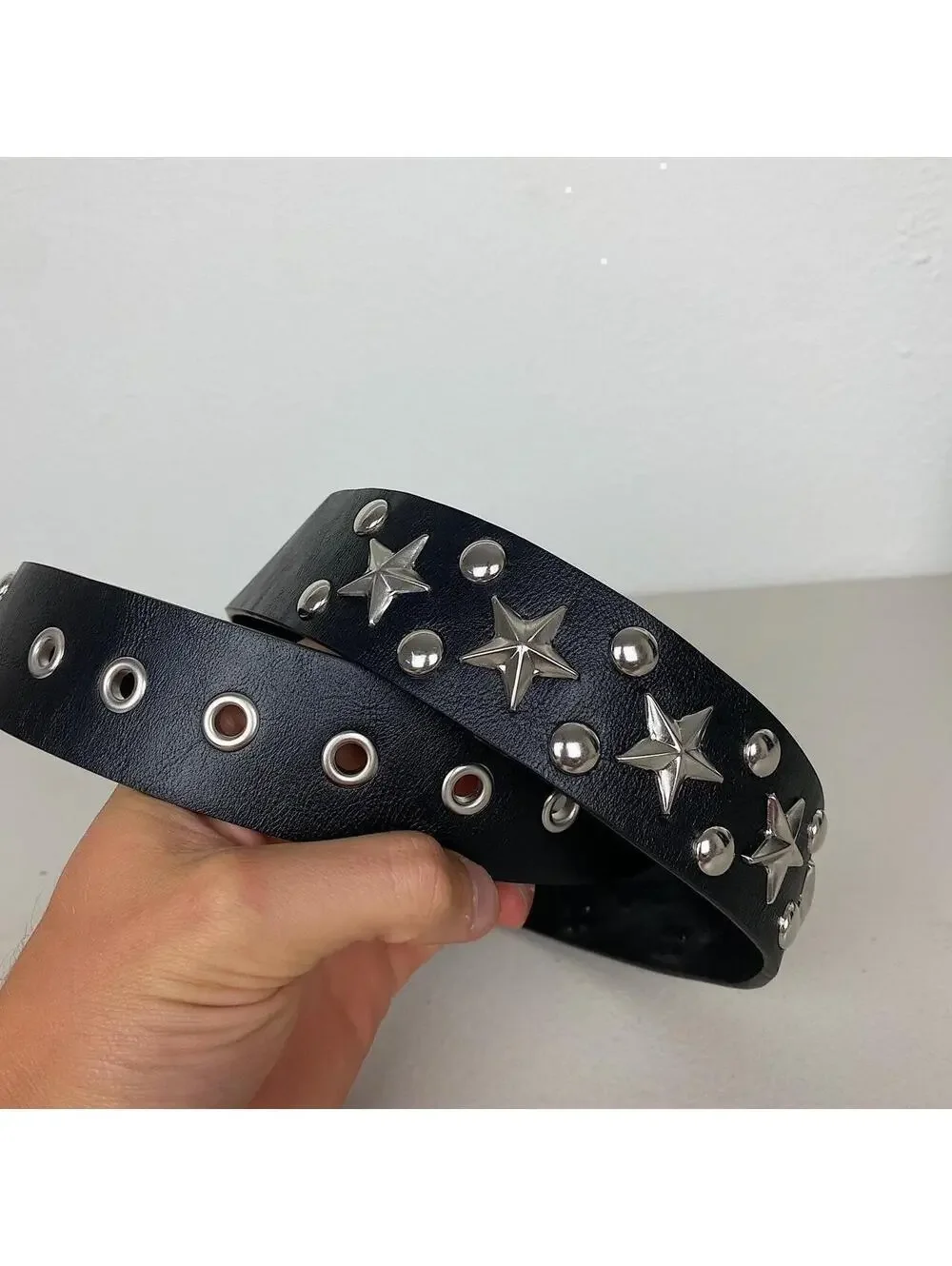 Cyber Y2k Essential Star Studded Rivet Belt Y2k 2000s style studded punk goth
